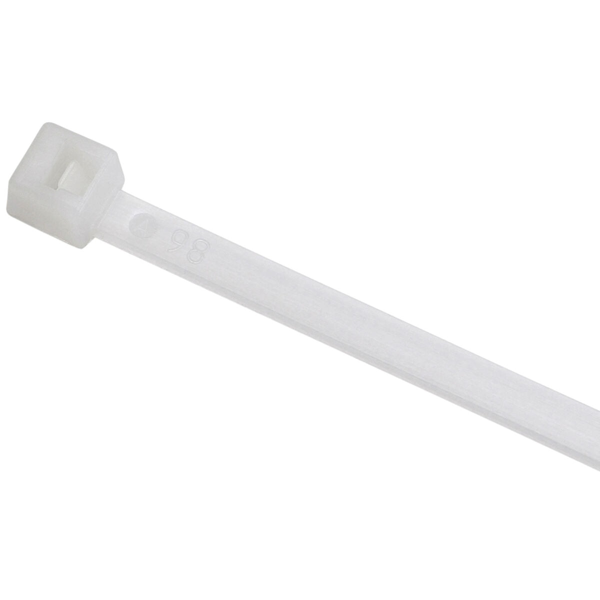 Cable Tie, 8 in L, 2-3/16 in Max Bundle Dia., Natural, Nylon, 40 lb Strength, 100 PK
